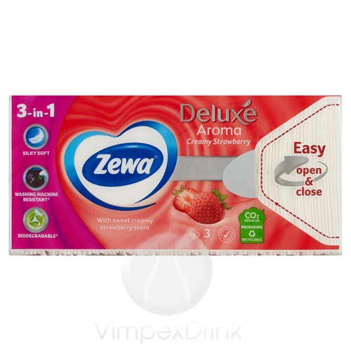 ZEWA DELUXE papírzsebkendő STRAWBERRY 90db/csomag