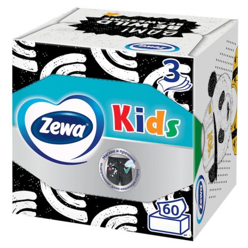 Zewa Deluxe papírzsebkendő doboz 3 rétegű Kids 60db/csomag