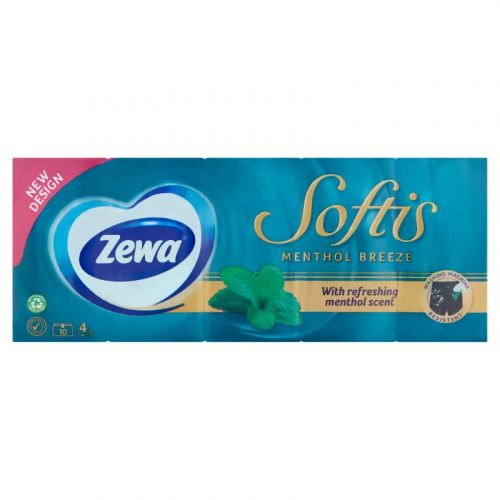 Zewa Softis 4 rétegű papírzsebkendő menthol 10x9db/csomag