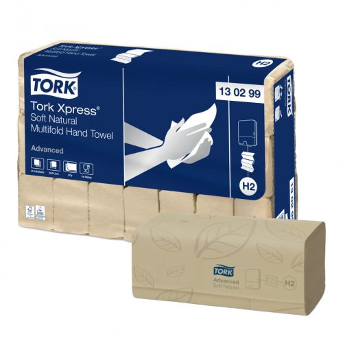 TORK H2 Kéztörlő hajtogatott Advance Soft Interfold  2 réteg natúr, 21*180lap/karton  24*21,3 - 130299